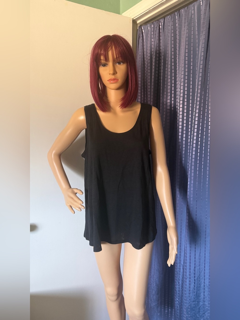 Eileen Fisher Organic Linen Tank Top Black L Stretch NWT